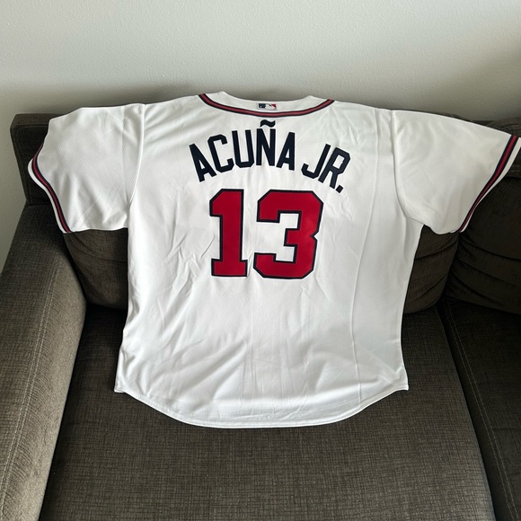 Nike Other - Nike Atlanta Braves Ronald Acuna Jr White Jersey MLB Baseball Men’s Sz XL